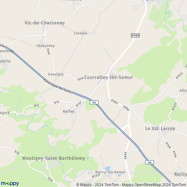 La carte pour la ville de Courcelles-lès-Semur 21140