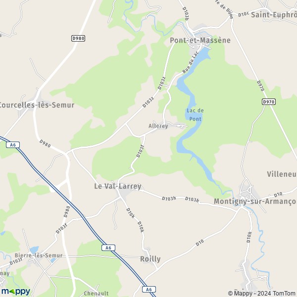 La carte pour la ville de Flée, 21140 Le Val-Larrey