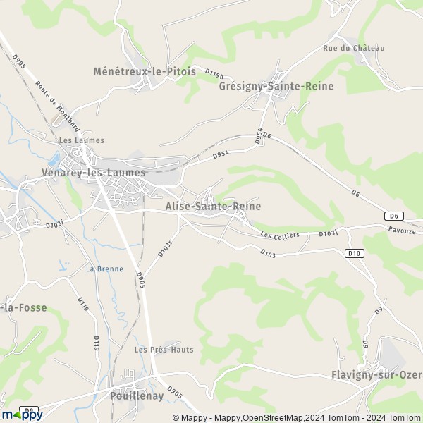 La carte pour la ville de Alise-Sainte-Reine 21150