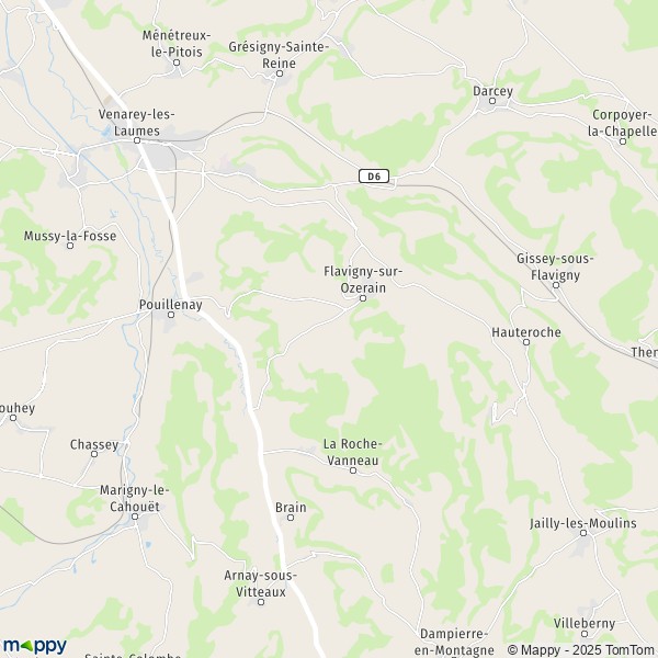 La carte pour la ville de Flavigny-sur-Ozerain 21150