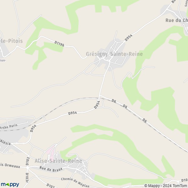 La carte pour la ville de Grésigny-Sainte-Reine 21150