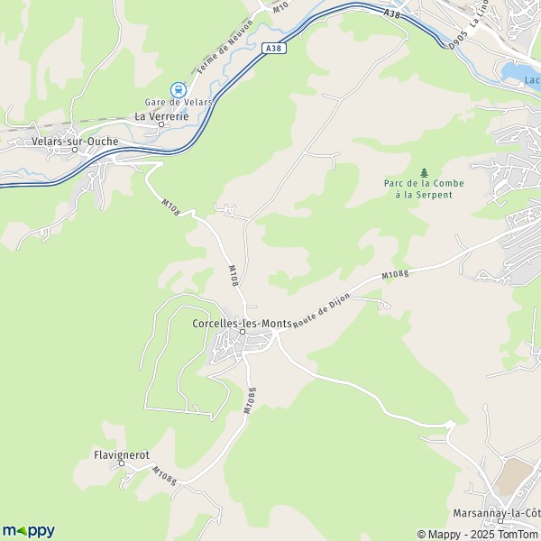 La carte pour la ville de Corcelles-les-Monts 21160