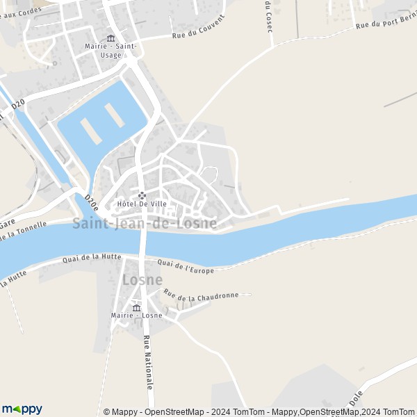 La carte pour la ville de Saint-Jean-de-Losne 21170