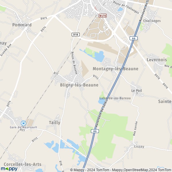 La carte pour la ville de Bligny-lès-Beaune 21200