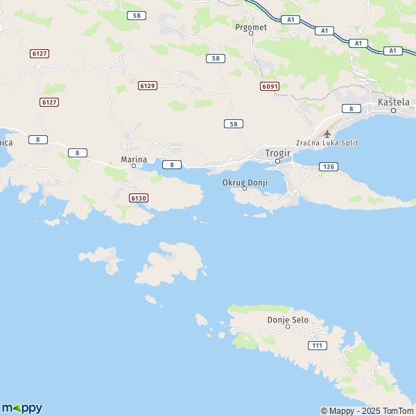 La carte pour la ville de Trogir 21220-21225