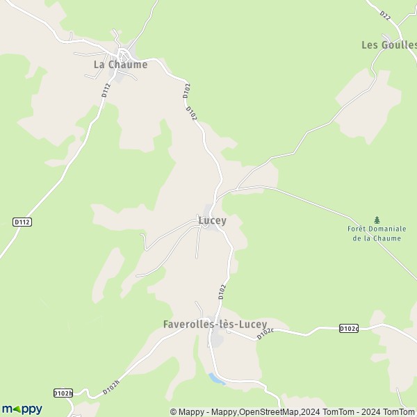 La carte pour la ville de Lucey 21290