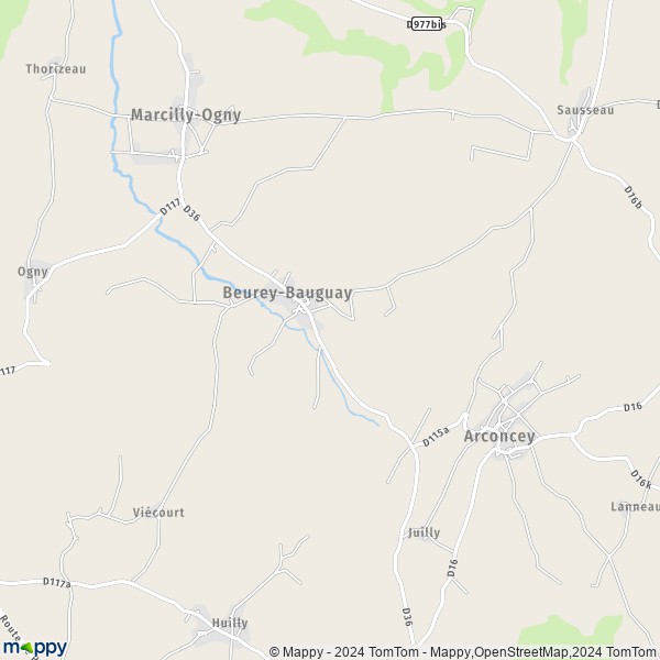 La carte pour la ville de Beurey-Bauguay 21320