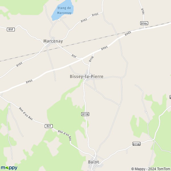 La carte pour la ville de Bissey-la-Pierre 21330