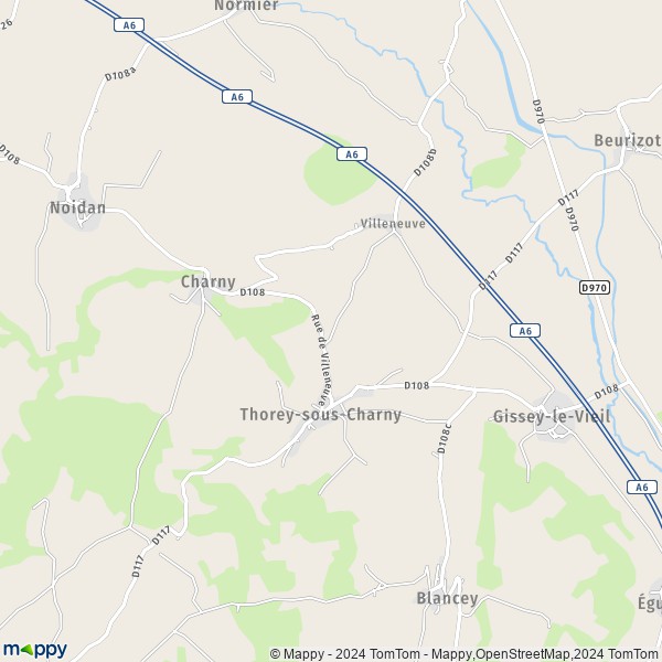 La carte pour la ville de Thorey-sous-Charny 21350