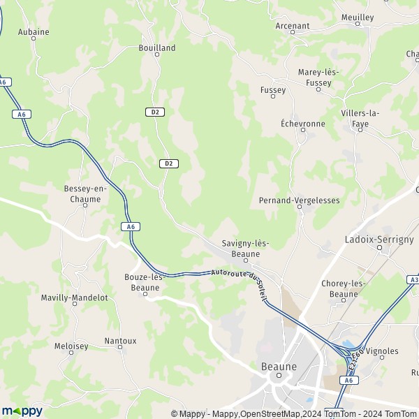 La carte pour la ville de Savigny-lès-Beaune 21420