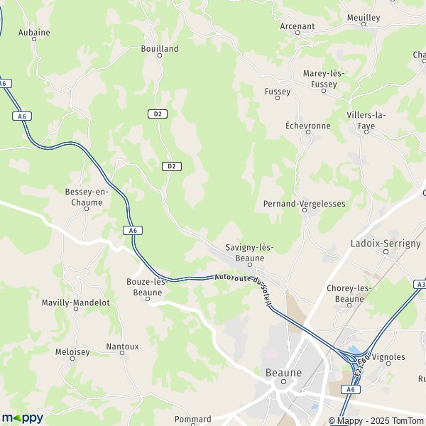 La carte pour la ville de Savigny-lès-Beaune 21420