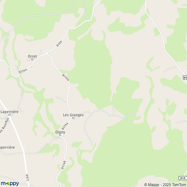 La carte pour la ville de Oigny 21450