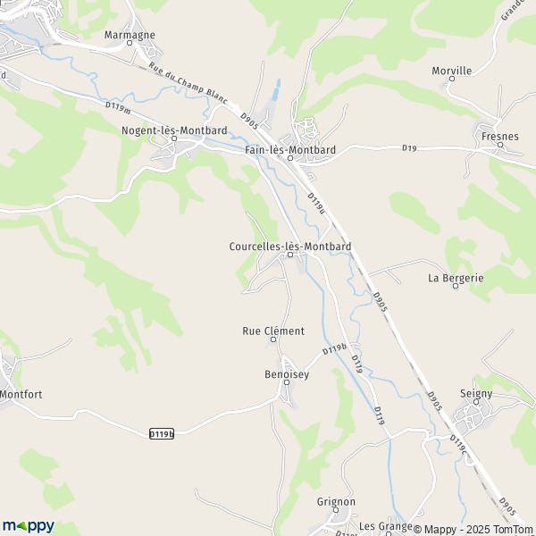 La carte pour la ville de Courcelles-lès-Montbard 21500