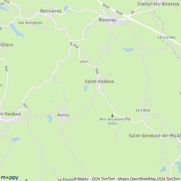 La carte pour la ville de Saint-Andeux 21530