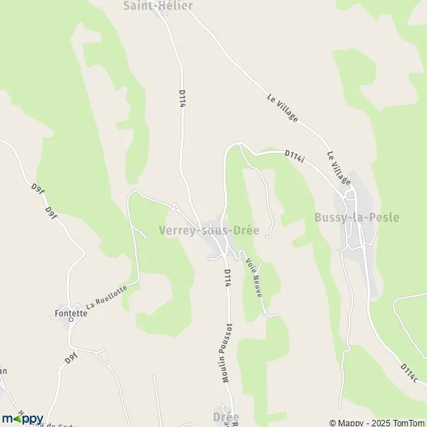 Plan VerreysousDrée carte de VerreysousDrée (21540) et infos