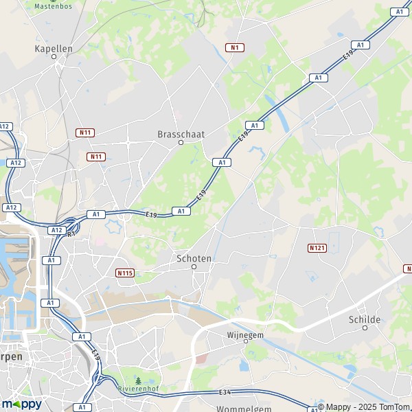 La carte pour la ville de 2170-2930 Schoten