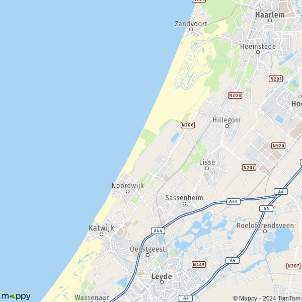 La carte pour la ville de Noordwijk 2191-2212