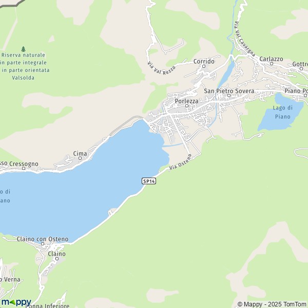 La carte pour la ville de Porlezza 22018