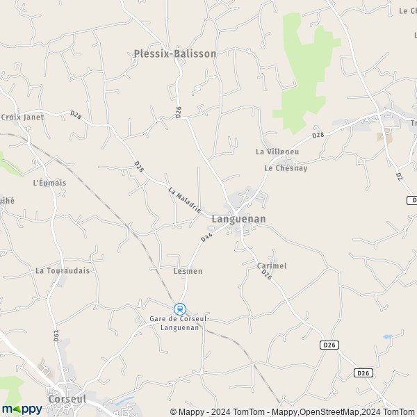 La carte pour la ville de Languenan 22130