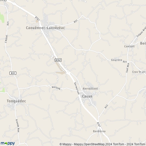 La carte pour la ville de Cavan 22140