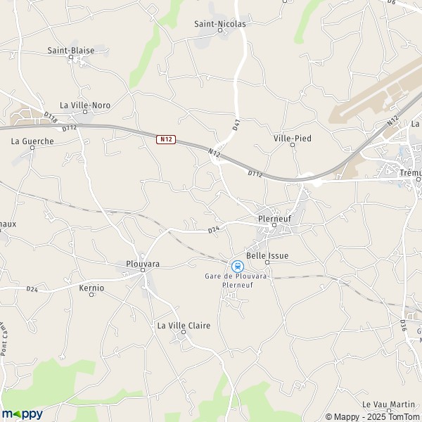 Carte La Rue aux Chaux, 22170 Plerneuf