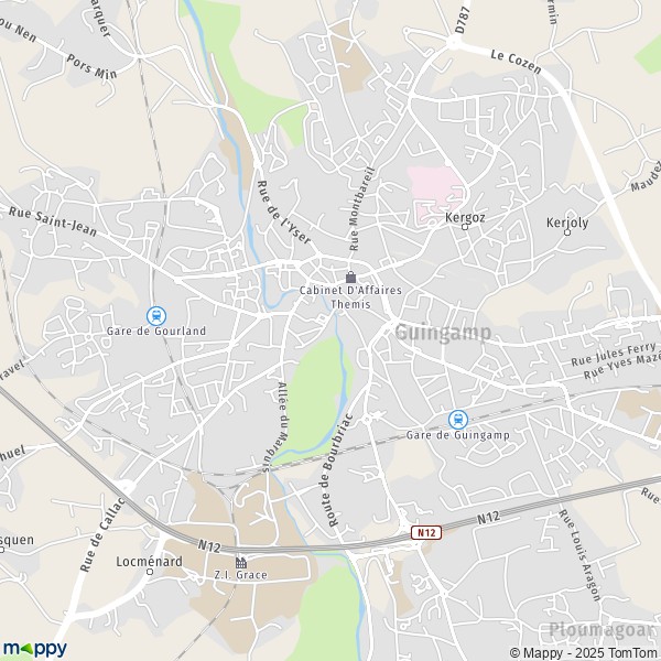 La carte pour la ville de Guingamp 22200