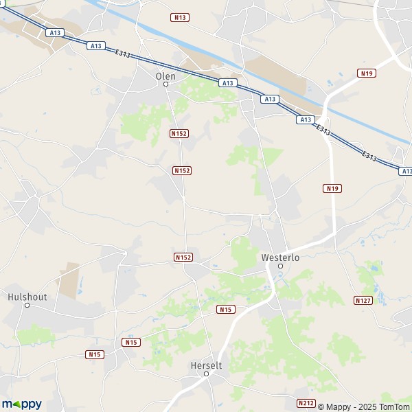 La carte pour la ville de 2222-2440 Westerlo