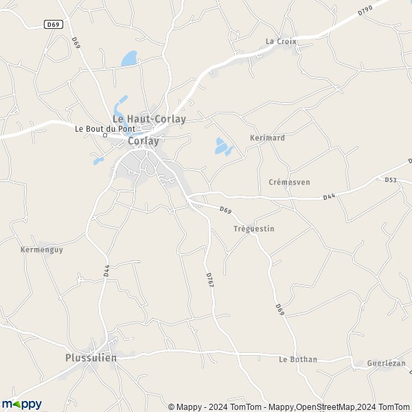 La carte pour la ville de Corlay 22320