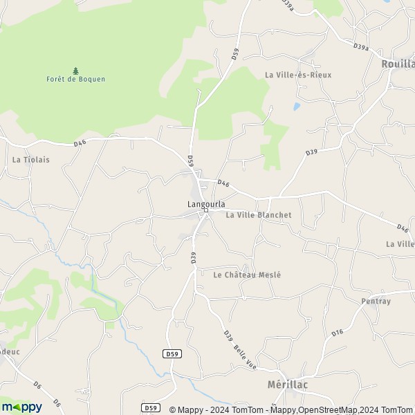 La carte pour la ville de Langourla, 22330 Le Mené