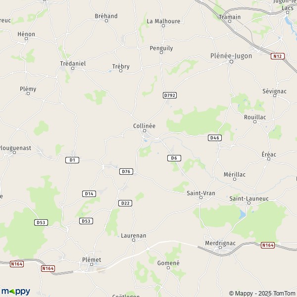 La carte pour la ville de Le Gouray, 22330 Le Mené