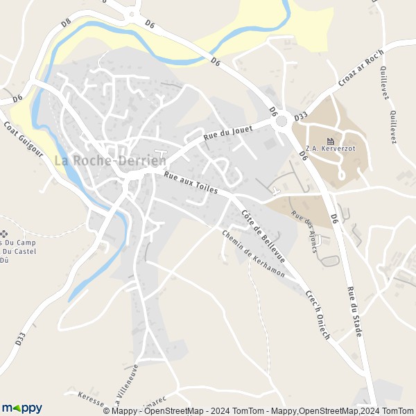 La carte pour la ville de La Roche-Derrien, 22450 La Roche-Jaudy