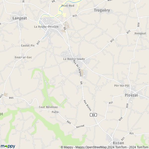 La carte pour la ville de Pommerit-Jaudy, 22450 La Roche-Jaudy
