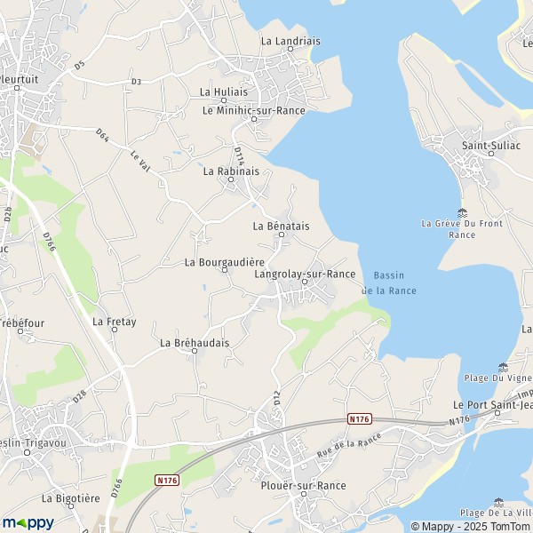 La carte pour la ville de Langrolay-sur-Rance 22490