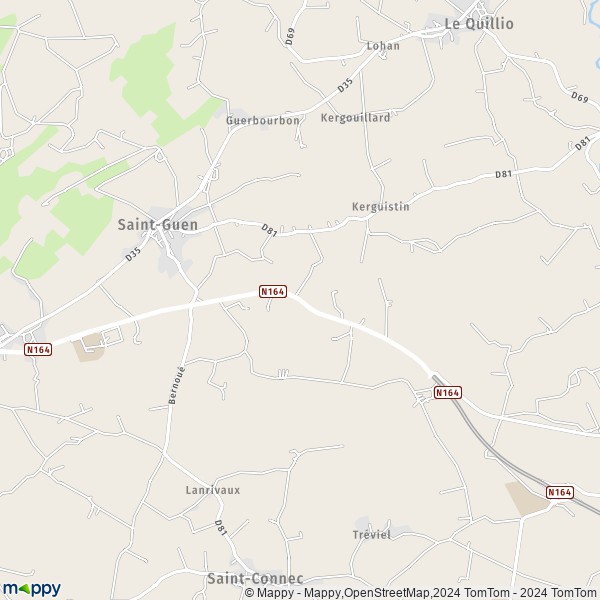 La carte pour la ville de Saint-Guen, 22530 Guerlédan