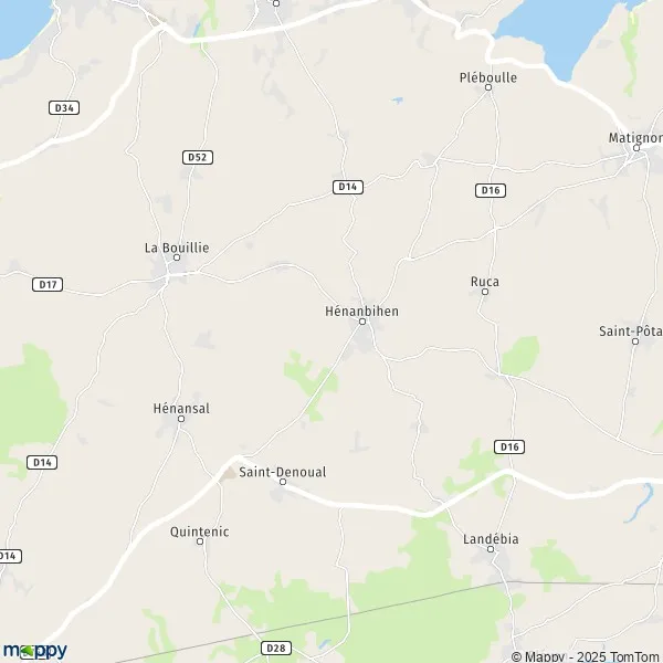Plan Hénanbihen carte de Hénanbihen (22550) et infos pratiques