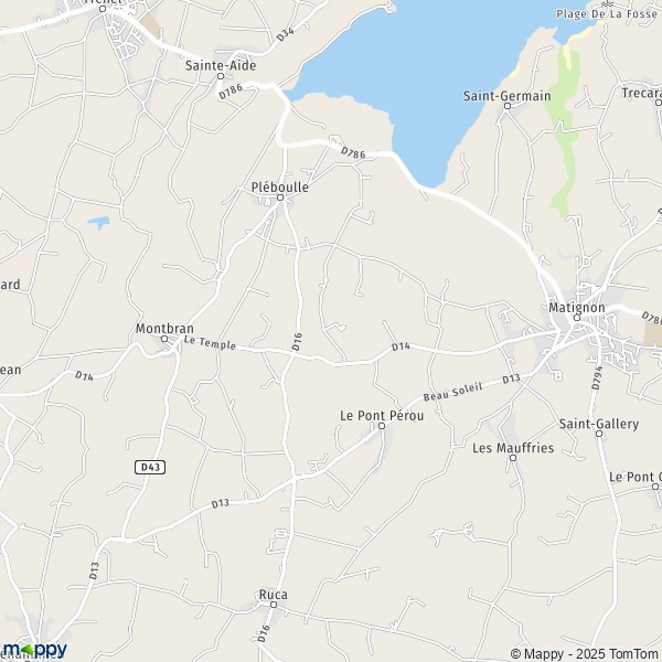 La carte pour la ville de Pléboulle 22550