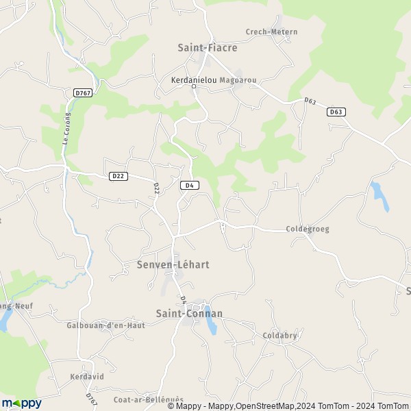 La carte pour la ville de Senven-Léhart 22720