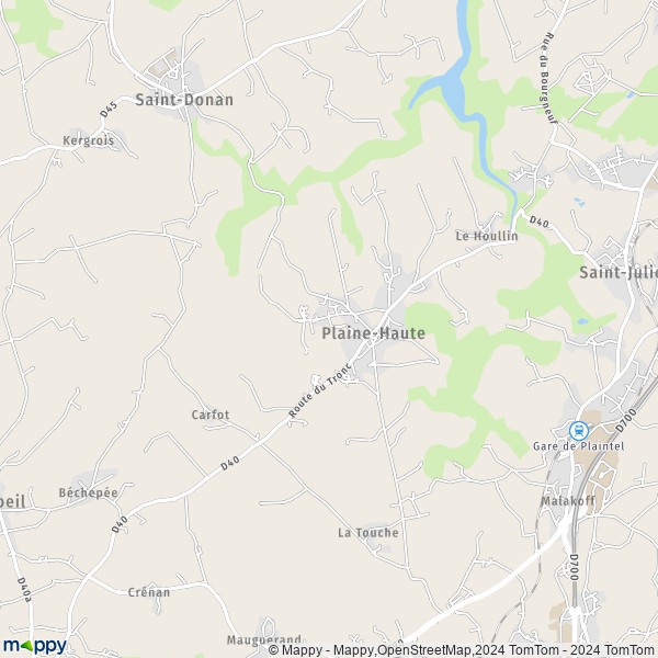 La carte pour la ville de Plaine-Haute 22800