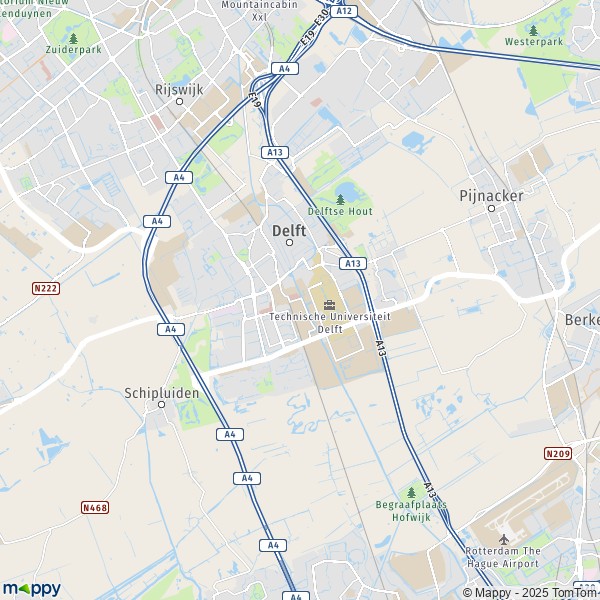 La carte pour la ville de Delft 2286-2645