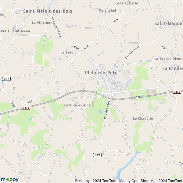 La carte pour la ville de Plélan-le-Petit 22980