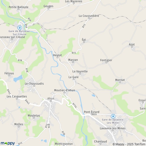 La carte pour la ville de Moutier-d'Ahun 23150