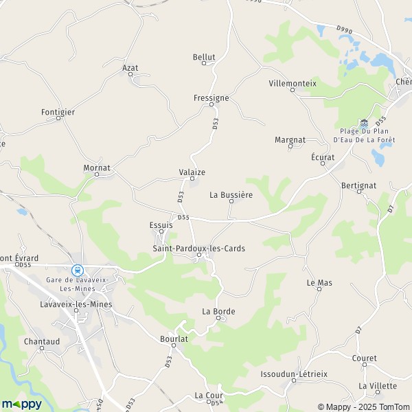 La carte pour la ville de Saint-Pardoux-les-Cards 23150