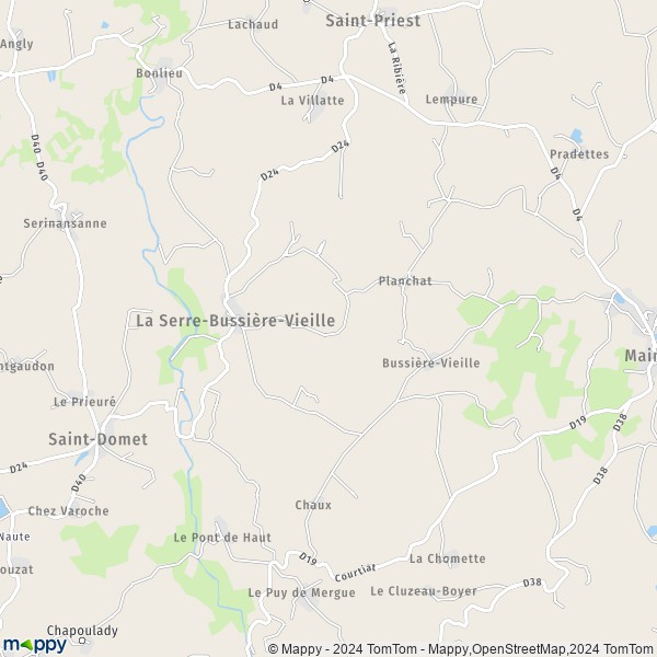 La carte pour la ville de La Serre-Bussière-Vieille 23190
