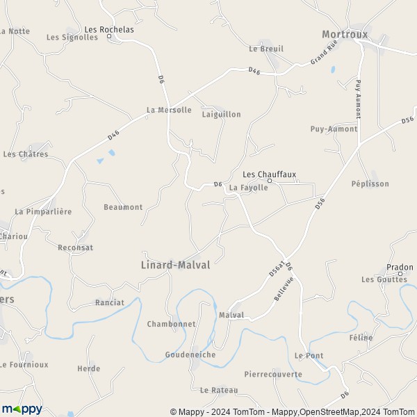 La carte pour la ville de Linard-Malval 23220