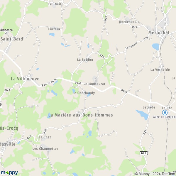 La carte pour la ville de La Mazière-aux-Bons-Hommes 23260