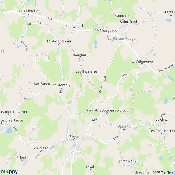 La carte pour la ville de Saint-Oradoux-près-Crocq 23260