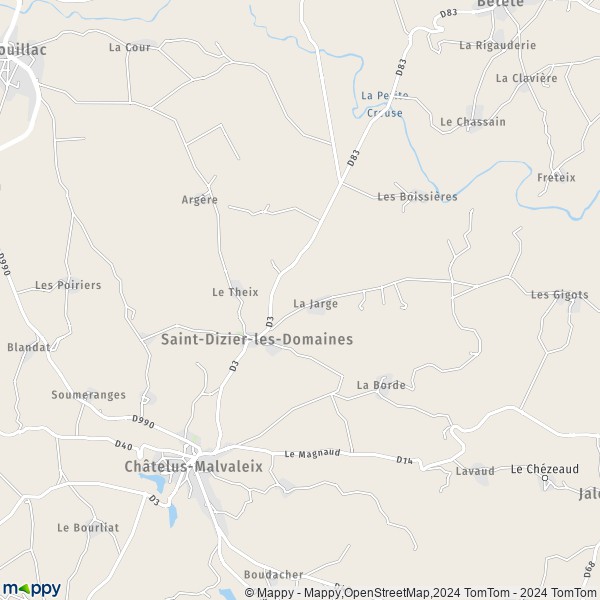 La carte pour la ville de Saint-Dizier-les-Domaines 23270