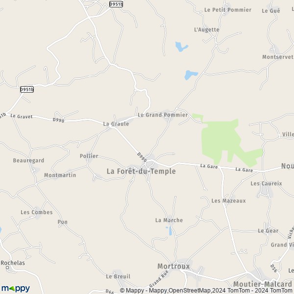 La carte pour la ville de La Forêt-du-Temple 23360