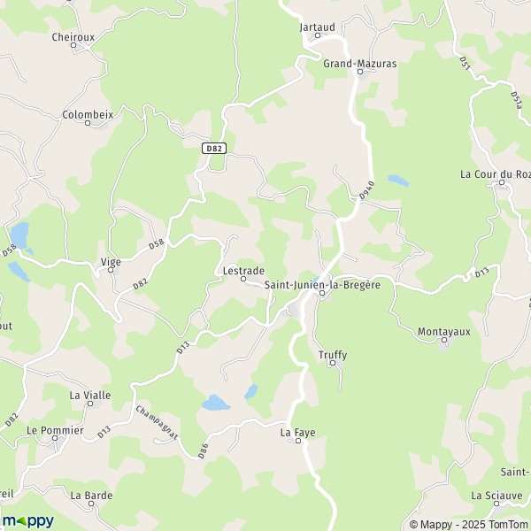 La carte pour la ville de Saint-Junien-la-Bregère 23400