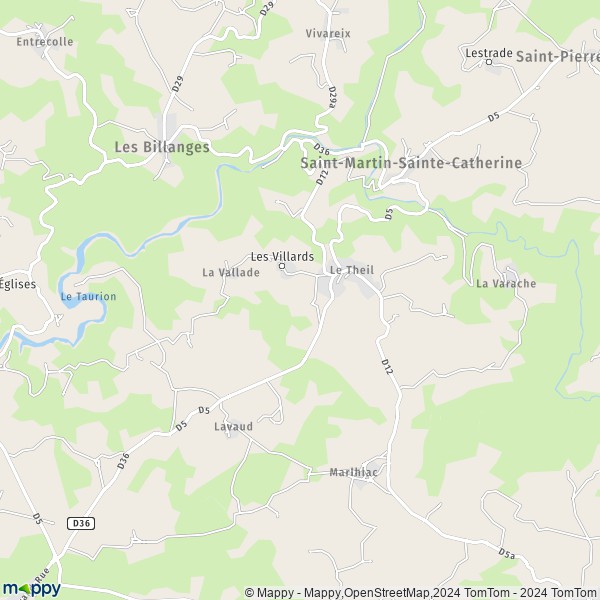 La carte pour la ville de Saint-Martin-Sainte-Catherine 23430